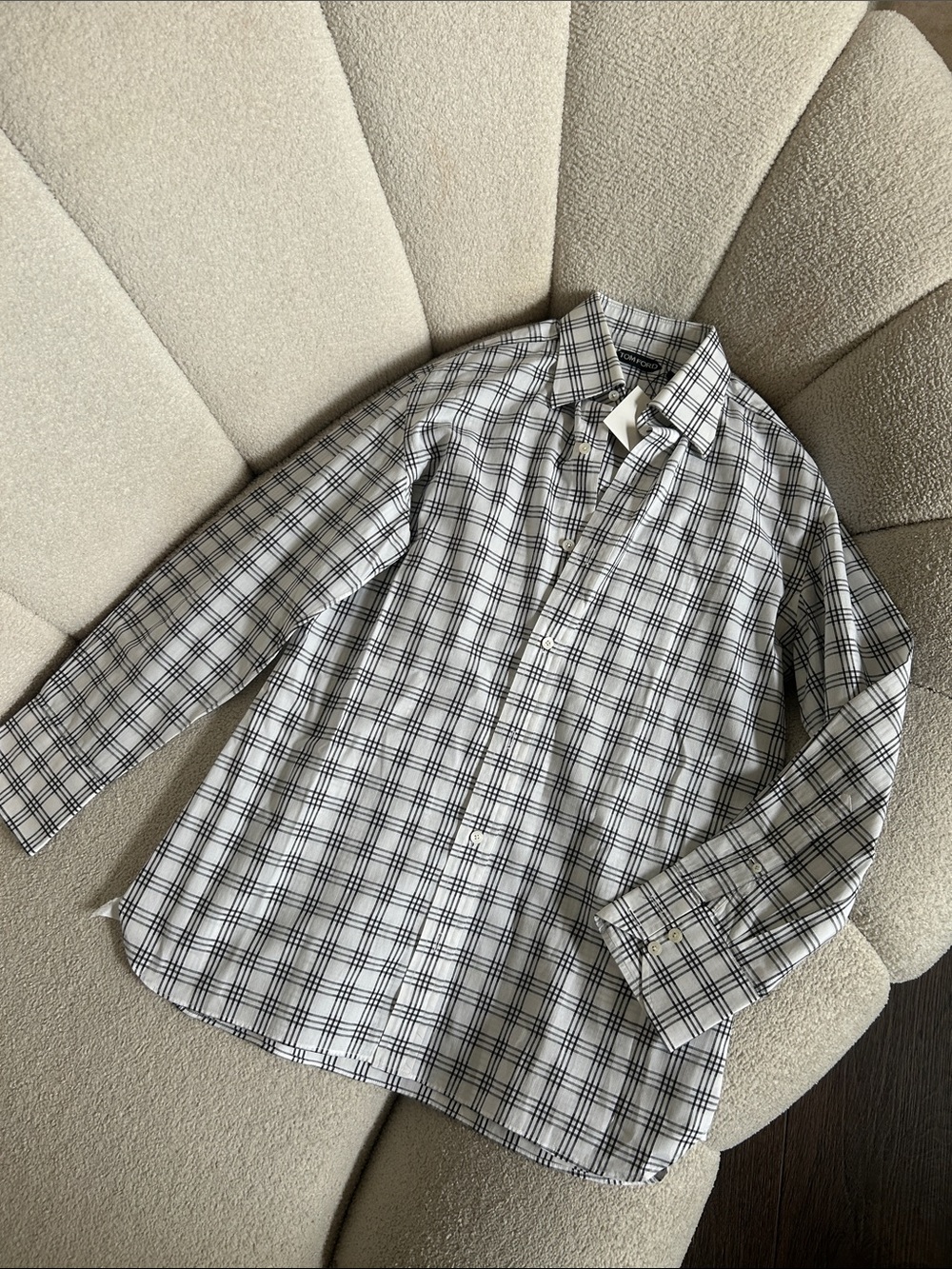 Tom Ford Black & White Checked Dress Shirt